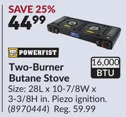 Princess Auto Two-Burner Butane Stove offer