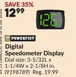 Princess Auto POWERFIST Digital Speedometer Display offer