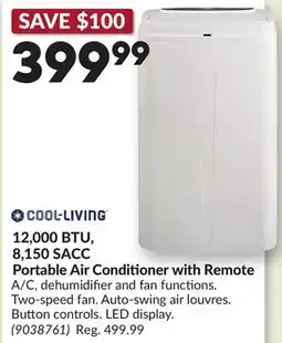 Princess Auto 12,000 BTU, 8,150 SACC Portable Air Conditioner with Remote offer