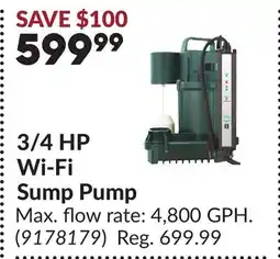 Princess Auto 3/4 HP Wi-Fi Sump Pump offer