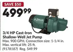 Princess Auto 3/4 HP Cast-Iron Shallow-Well Jet Pump offer