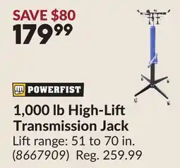 Princess Auto 1,000 lb High-Lift Transmission Jack offer