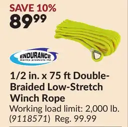 Princess Auto 1/2 in. x 75 ft Double-Braided Low-Stretch Winch Rope offer