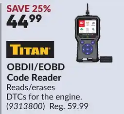 Princess Auto TITAN OBDII EOBD Code Reader offer