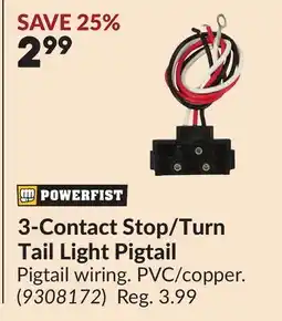 Princess Auto 3-Contact Stop/Turn Tail Light Pigtail offer
