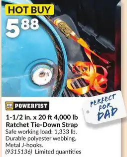 Princess Auto 1-1/2 in. x 20 ft 4,000 lb Ratchet Tie-Down Strap offer