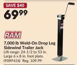 Princess Auto 7,000 lb Weld-On Drop Leg Sidewind Trailer Jack offer