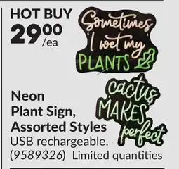 Princess Auto Neon Plant Sign, Assorted Styles offer