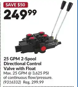 Princess Auto 25 GPM 2-Spool Directional Control Valve with Float offer
