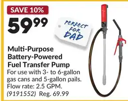Princess Auto Multi-Purpose Battery-Powered Fuel Transfer Pump offer