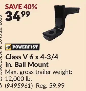 Princess Auto Class V 6 x 4-3/4 in. Ball Mount offer