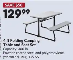 Princess Auto 4 ft Folding Camping Table and Seat Set offer