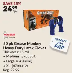 Princess Auto 50 pk Grease Monkey Heavy Duty Latex Gloves offer