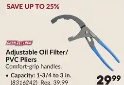 Princess Auto Adjustable Oil Filter/PVC Pliers, Capacity: 1-3/4 to 3 in offer