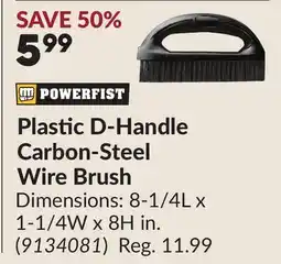 Princess Auto Plastic D-Handle Carbon-Steel Wire Brush offer