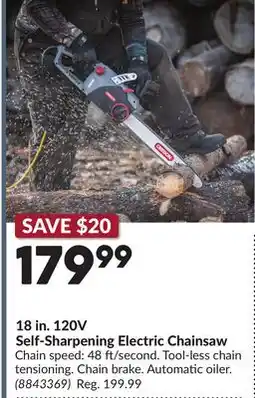 Princess Auto 18 in. 120V Self-Sharpening Electric Chainsaw offer