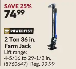 Princess Auto POWERFIST 2 Ton 36 in. Farm Jack offer