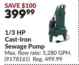 Princess Auto 1/3 HP Cast-Iron Sewage Pump offer