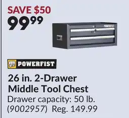 Princess Auto 26 in. 2-Drawer Middle Tool Chest offer