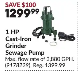 Princess Auto 1 HP Cast-Iron Grinder Sewage Pump offer