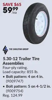 Princess Auto 5.30-12 Trailer Tire Assemblies offer