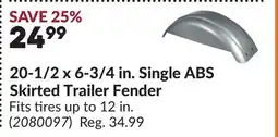 Princess Auto Single ABS Skirted Trailer Fender offer
