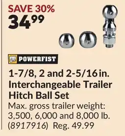 Princess Auto 1-7/8, 2 and 2-5/16 in. Interchangeable Trailer Hitch Ball Set offer