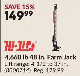 Princess Auto 4,660 lb 48 in. Farm Jack offer