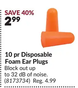 Princess Auto 10 pr Disposable Foam Ear Plugs offer