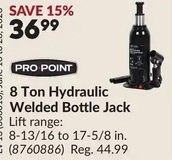 Princess Auto PRO POINT 8 Ton Hydraulic Welded Bottle Jack offer