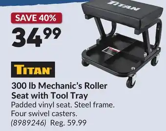 Princess Auto 300 lb Mechanic's Roller Seat with Tool Tray offer