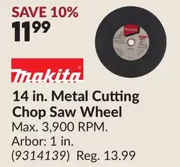 Princess Auto 14 in. Metal Cutting Chop Saw Wheel offer