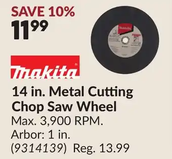 Princess Auto 14 in. Metal Cutting Chop Saw Wheel offer