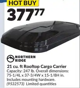 Princess Auto 21 cu. ft Rooftop Cargo Carrier offer