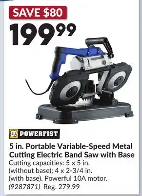 Princess Auto 5 in. Portable Variable-Speed Metal Cutting Electric Band Saw with Base offer