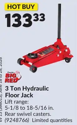 Princess Auto 3 Ton Hydraulic Floor Jack offer