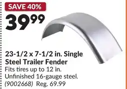 Princess Auto 23-1/2 x 7-1/2 in. Single Steel Trailer Fender offer