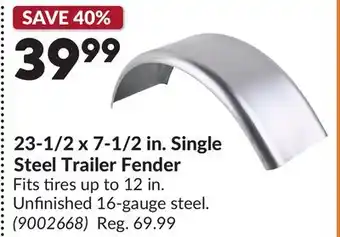 Princess Auto 23-1/2 x 7-1/2 in. Single Steel Trailer Fender offer