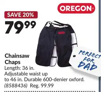 Princess Auto OREGON Chainsaw Chaps offer