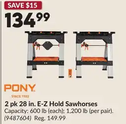 Princess Auto 2 pk 28 in. E-Z Hold Sawhorses offer