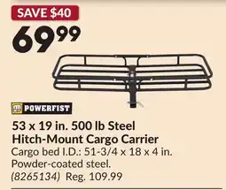 Princess Auto 53 x 19 in. 500 lb Steel Hitch-Mount Cargo Carrier offer