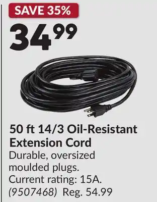 Princess Auto 50 ft 14/3 Oil-Resistant Extension Cord offer