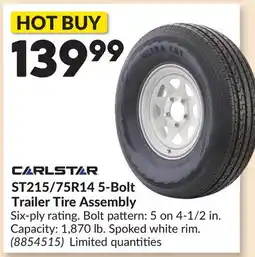 Princess Auto ST215/75R14 5-Bolt Trailer Tire Assembly offer