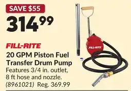 Princess Auto FILL-RITE 20 GPM Piston Fuel Transfer Drum Pump offer