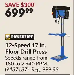 Princess Auto 12-Speed 17 in. Floor Drill Press offer