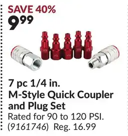 Princess Auto 7 pc 1/4 in. M-Style Quick Coupler and Plug Set offer
