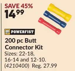 Princess Auto POWERFIST 200 pc Butt Connector Kit offer