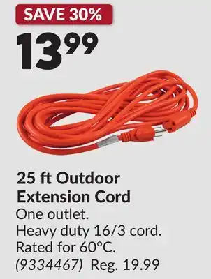 Princess Auto 25 ft Outdoor Extension Cord offer