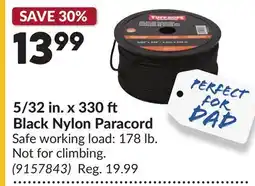 Princess Auto 5/32 in. x 330 ft Black Nylon Paracord offer
