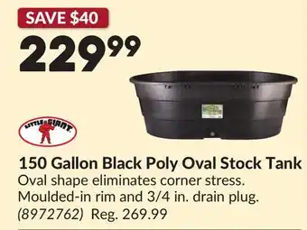Princess Auto 150 Gallon Black Poly Oval Stock Tank offer